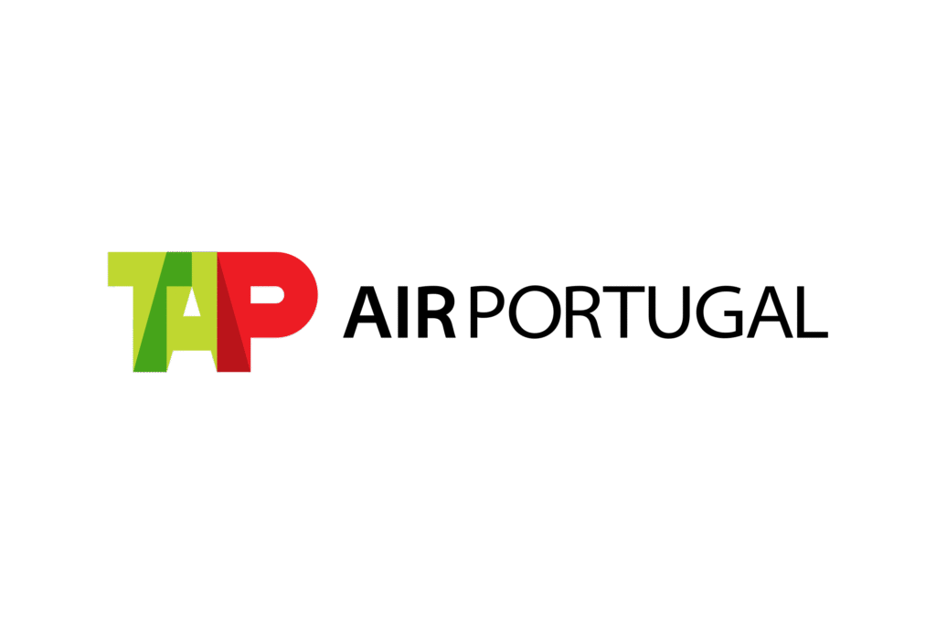 Air Portugal's logo with the letters 'TAP' in bold, overlapping red and green colors, followed by 'Air Portugal' in black text.